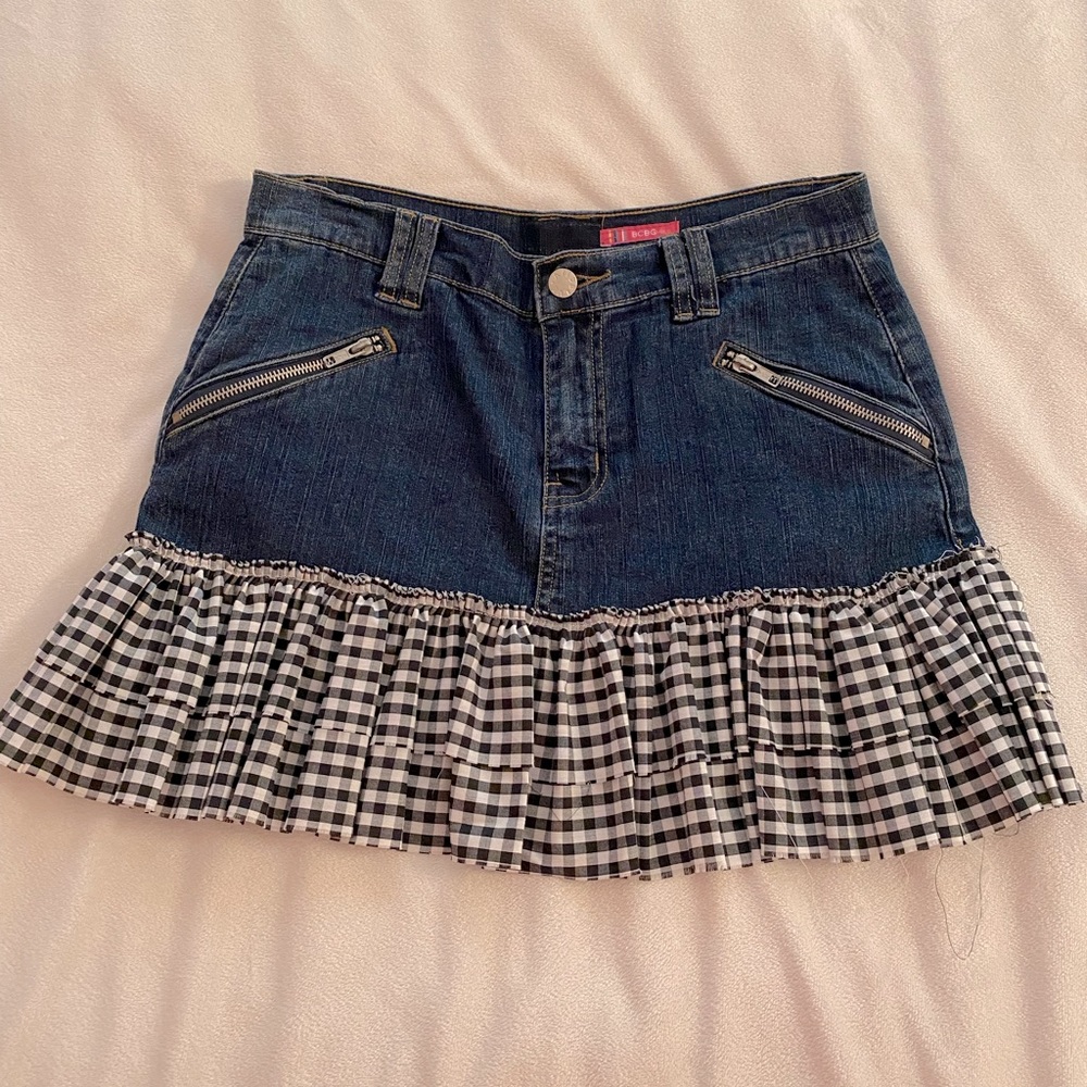 BCBGirls Jean Skirt With Ruffles